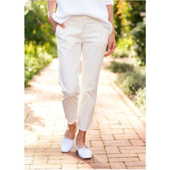 Frank & Eileen Wicklow Italian Chino Straight Leg Mid Rise Pants Cream Size 4